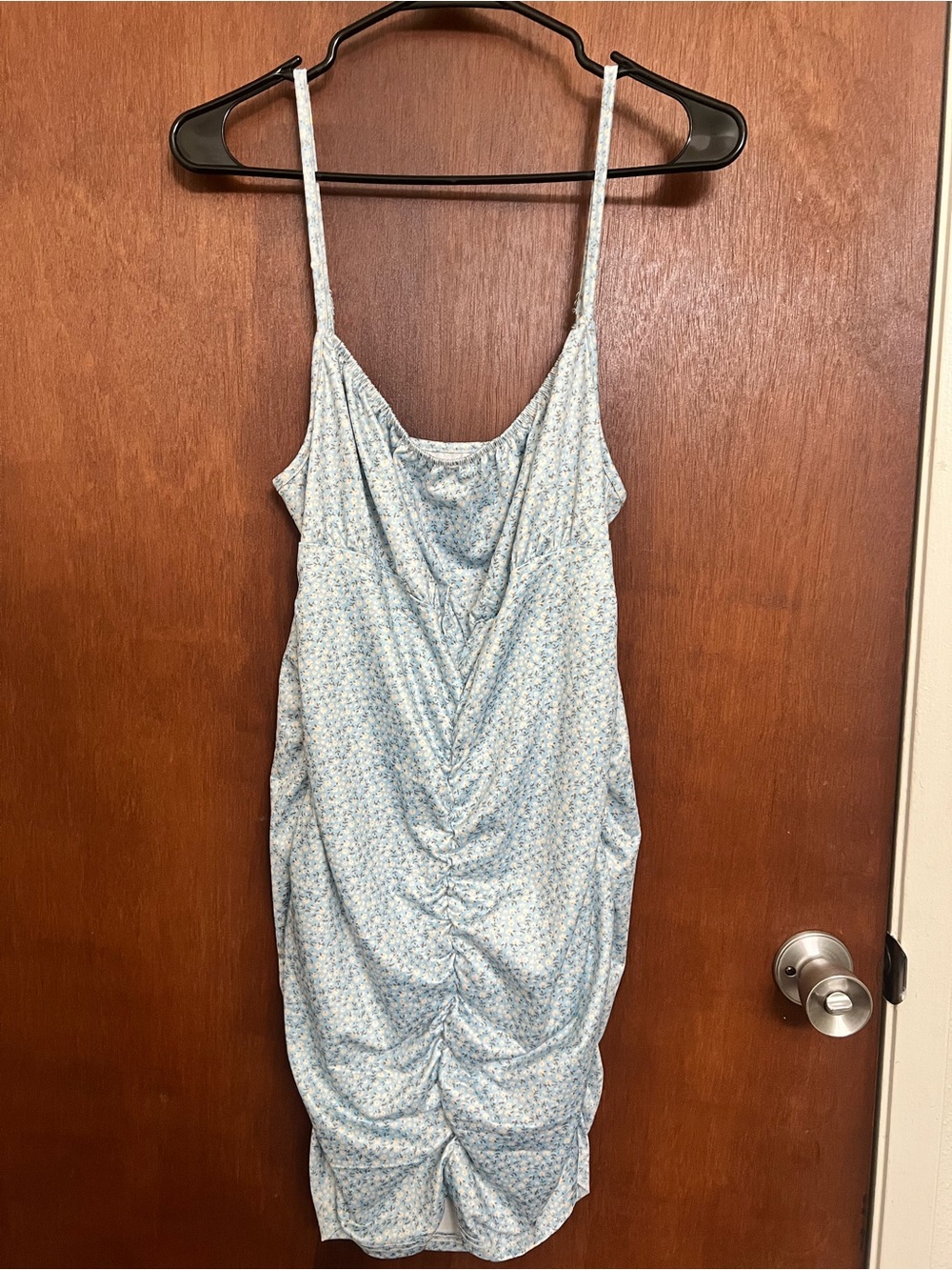Light Blue Floral Cowl Neck Slip Dress